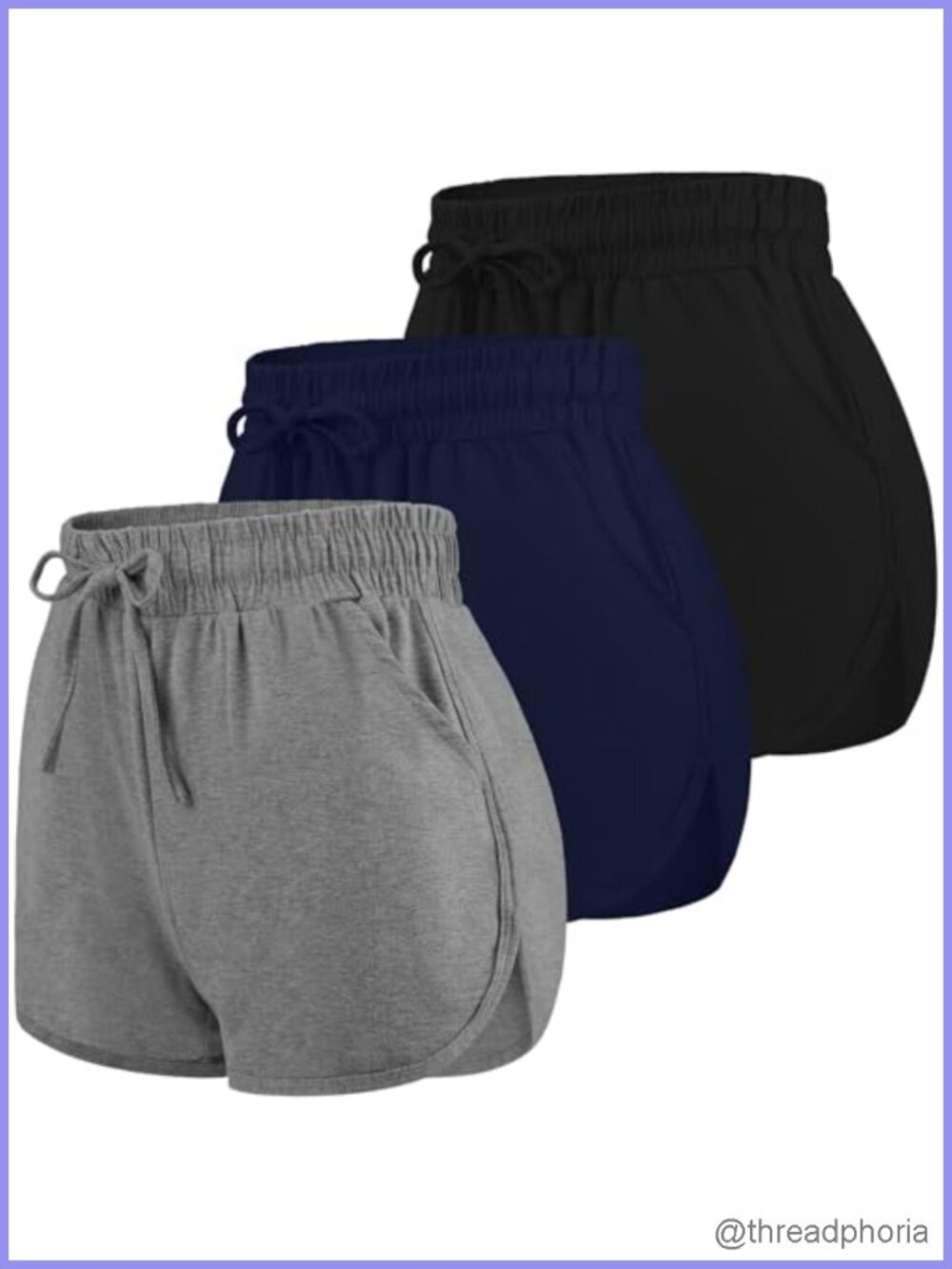 3 Pack Women's Cotton Sport Shorts with Pockets Drawstring Yoga Running Athletic